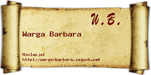 Warga Barbara névjegykártya